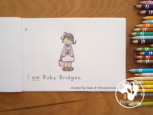 Free Black History People Easy Reader Book- a fun 8 page book with 7 black history figures that kids can learn about. 3Dinosaurs.com