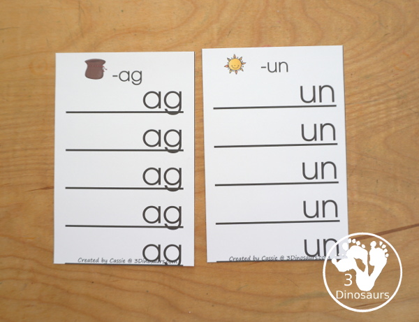 Free CVC Word Family Ladder Printables - 22 CVC word ladders for kids to build CVC words. A great hands-on word building activity- 3Dinosaurs.com