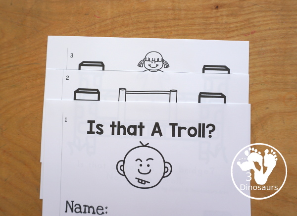 Free Three Billy Goat Gruff Is that A Troll Book - a simple book with silly things in place of the troll on the bridge. And kids will have fun reading it and working on oll words. - 3Dinosaurs.com