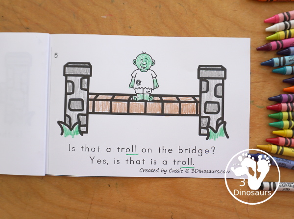 Free Three Billy Goat Gruff Is that A Troll Book - a simple book with silly things in place of the troll on the bridge. And kids will have fun reading it and working on oll words. - 3Dinosaurs.com
