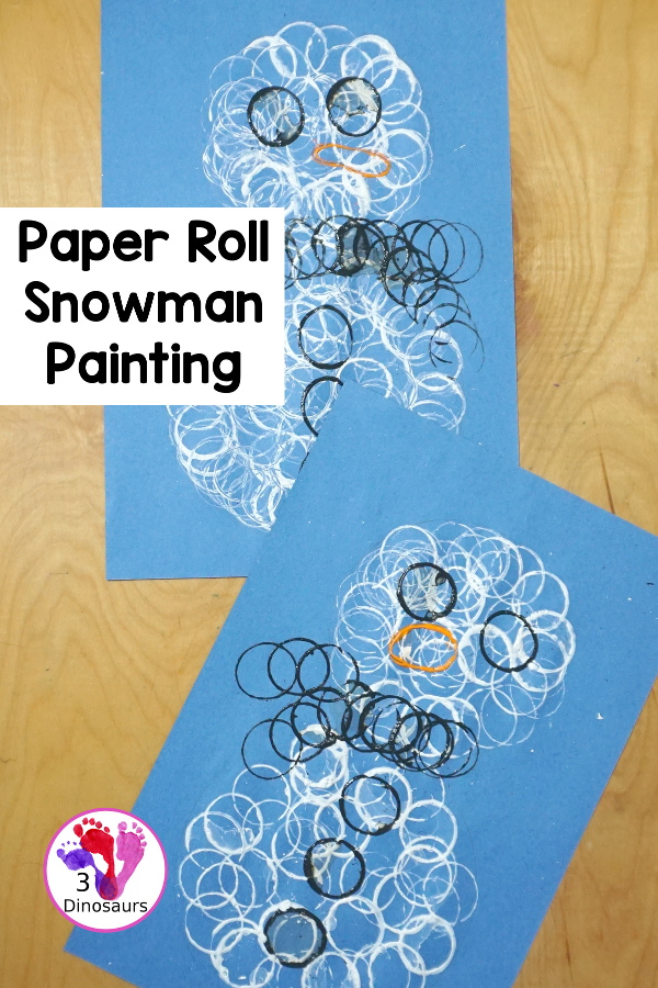 Paper Roll Snowman painting for kids - a fun snowman made by painting with paper rolls. A simple winter craft that kids of different ages can do. It is simple to set up and do.