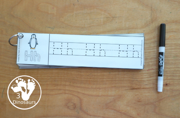 Free Penguin ABC Tracing Strips - with uppercase and lowercase together. You have fun kids with a penguin plus you can see an example of how to trace the letters - 3Dinosaurs.com