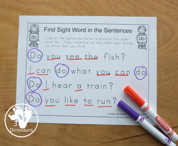 Free Romping & Roaring Primer Sight Words: but, came, did, do. You have 6 pages of printables for each sight word. You have easy to use worksheets and a playdough mat for each word. - 3Dinosaurs.com