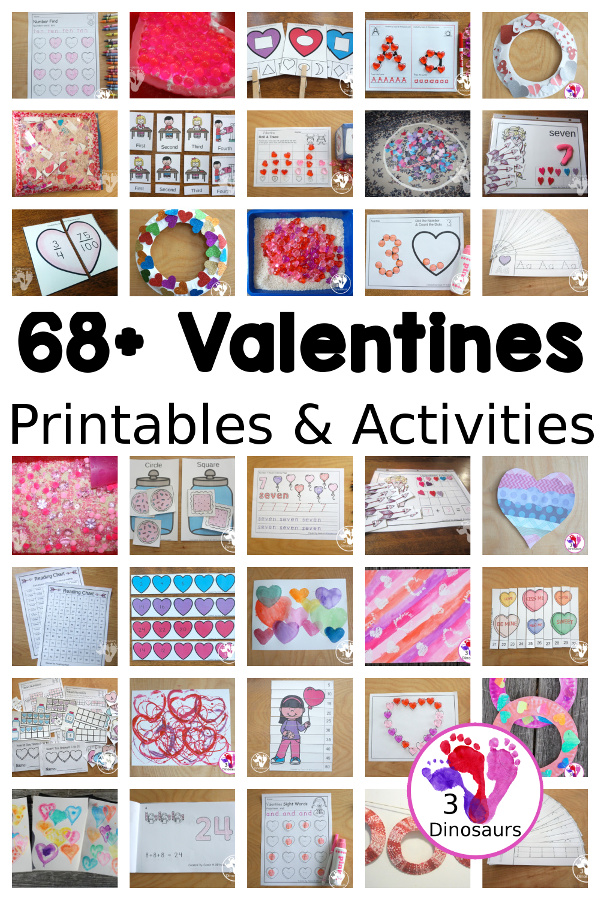 Valentines Activities & Printables on 3Dinosaurs.com
