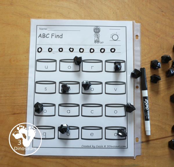 Hockey ABC Letter Find Printable - a fun letter find with uppercase and lowercase letters with tracing the letters and then finding the letters. You have letters on the hockey picks. You have uppercase only and lowercase only for all 26 letters of the alphabet. - 3Dinosaurs.com