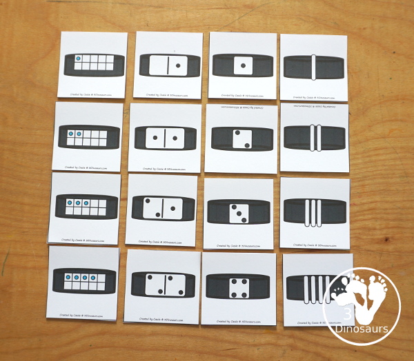 Free Hockey Number Sense from 1 to 10 with matching several different number types to the numerical number, including goals, hockey pucks with tally marks, dominos, ten frames, and dice for the numbers - 3Dinosaurs.com