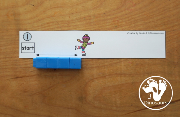 Free Measure Distance the Skating Printable - a fun way to work on measuring with measuring how far kids have skated. A fun change for a winter sports theme for kids. - 3Dinosaurs.com