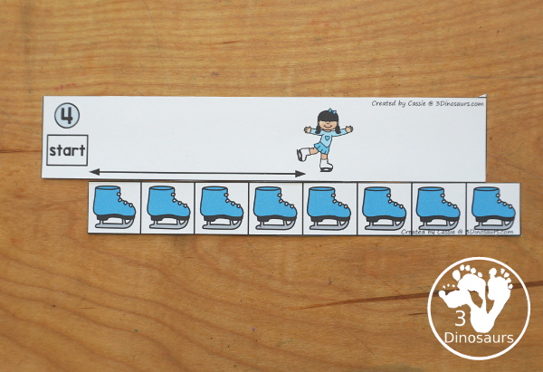 Free Measure Distance the Skating Printable - a fun way to work on measuring with measuring how far kids have skated. A fun change for a winter sports theme for kids. - 3Dinosaurs.com