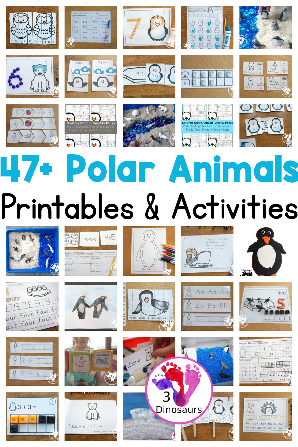 47+ Polar Animals Activities & Printables: Penguins, Arctic Animals & More - All my printables, and activities in one place for kids to find - 3Dinosaurs.com