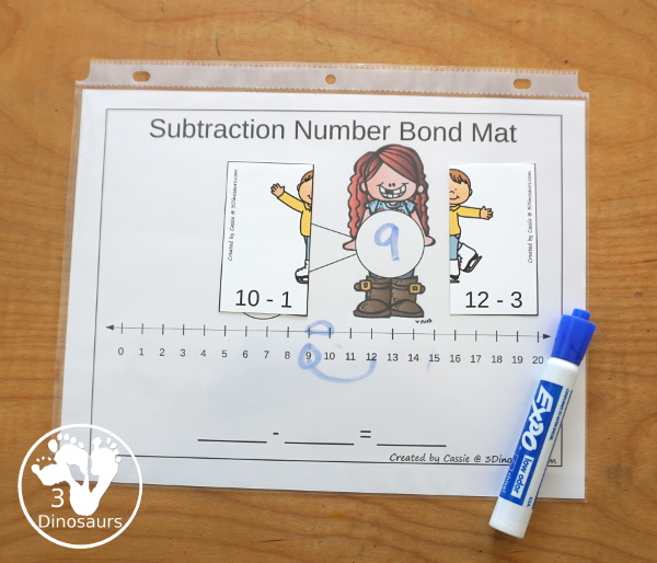 Free Skating Subtraction Matching Printable - fun two piece puzzles that work on doing the subtraction and matching the correct side of the skater to make the answer the same. 3Dinosaurs.com