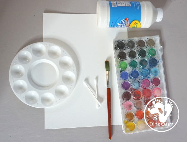 Winter Tree Painting Craft For Kids a fun mixed watercolor and q-tip painting winter tree for kids. A fun winter painting idea for kids that can do at different levels. - 3Dinosaurs.com