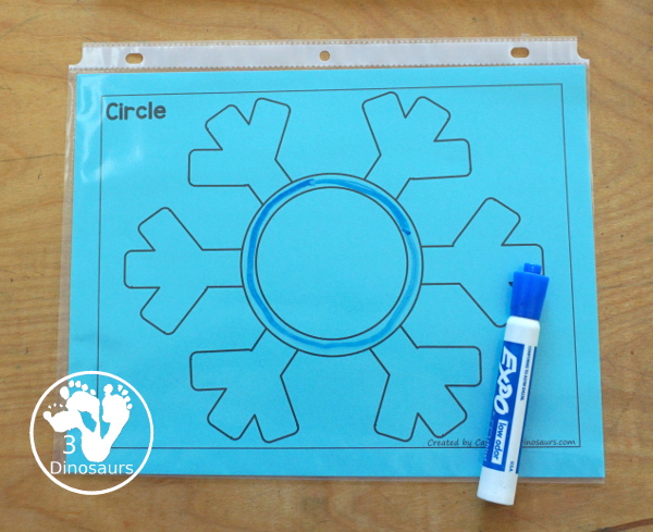 Free Snowflake Shape Playdough Mat Printables - 12 shape playdough mats that work great for a winter shape printable for kids. You have a color version and a black and white version. 3Dinosaurs.com