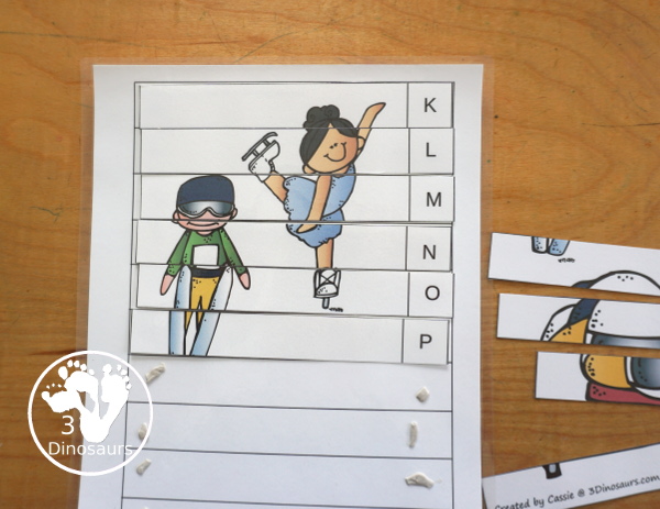 Free Winter Sports Alphabetical Order Puzzle Printables has three puzzles for kids to put the uppercase letters in order. The puzzles start with letters at the top and work their way down to put them in ascending order. 3Dinosaurs.com