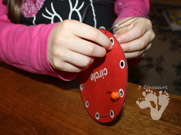 Free Shape Lacing Printable - 12 different shapes - 3Dinosaurs.com