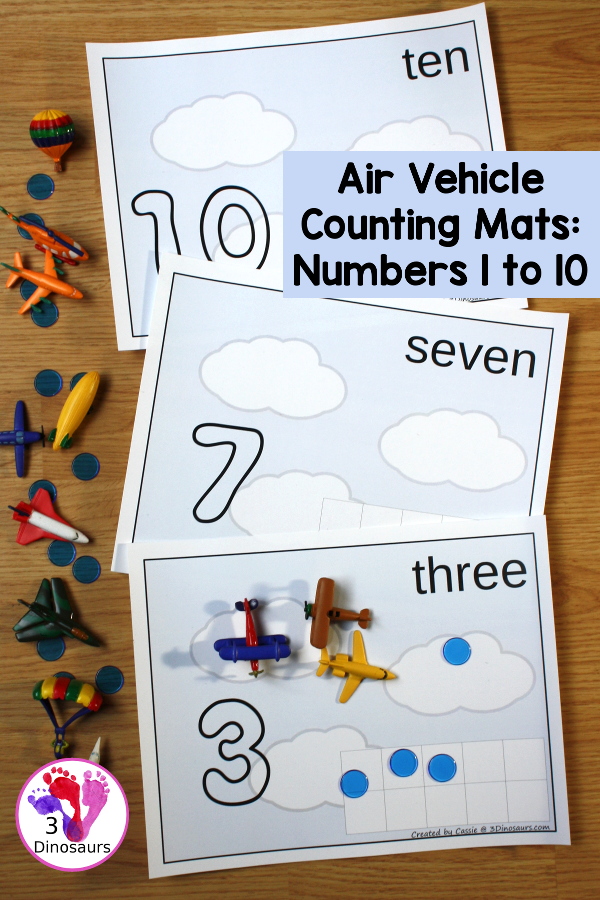 Free Flying Fun Air Vehicle Themed Counting Mats - 1 to 10 numbered mats - 3Dinosaurs.com