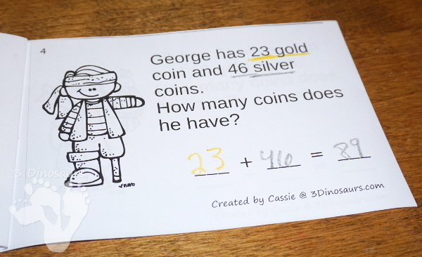 Free Adding Pirate Coins Easy Reader Books: Single and Double Digit - 8 pages for each book - 3Dinosaurs.com