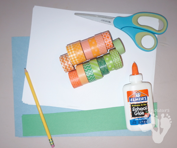 Fun Fine Motor Craft: Washi Tape Pumpkins - easy to make fine motor craft for fall - 3Dinosaurs.com