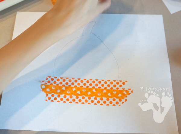 Fun Fine Motor Craft: Washi Tape Pumpkins - easy to make fine motor craft for fall - 3Dinosaurs.com