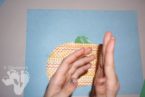 Fun Fine Motor Craft: Washi Tape Pumpkins - easy to make fine motor craft for fall - 3Dinosaurs.com