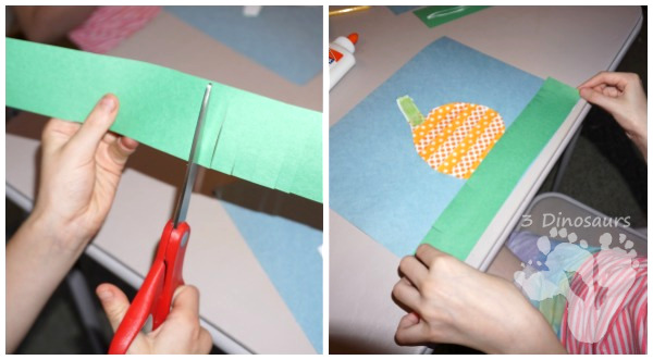 Fun Fine Motor Craft: Washi Tape Pumpkins - easy to make fine motor craft for fall - 3Dinosaurs.com