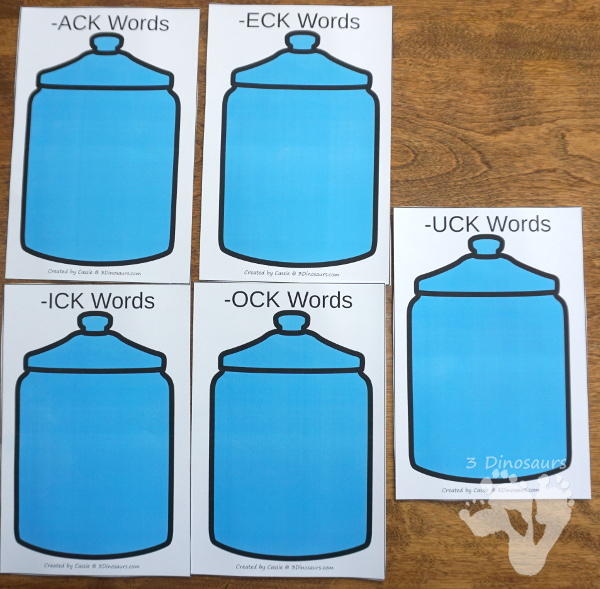 Hands-On Fun With Candy Themed CVCC -CK Word Sorting - 15 cards and 5 sorting mats with matching worksheet - 3Dinosaurs.com #freeprintable #cvcc #endingblends #learningtoread