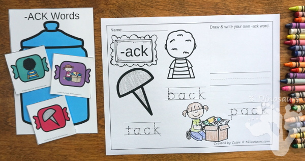 Hands-On Fun With Candy Themed CVCC -CK Word Sorting - 15 cards and 5 sorting mats with matching worksheet - 3Dinosaurs.com #freeprintable #cvcc #endingblends #learningtoread