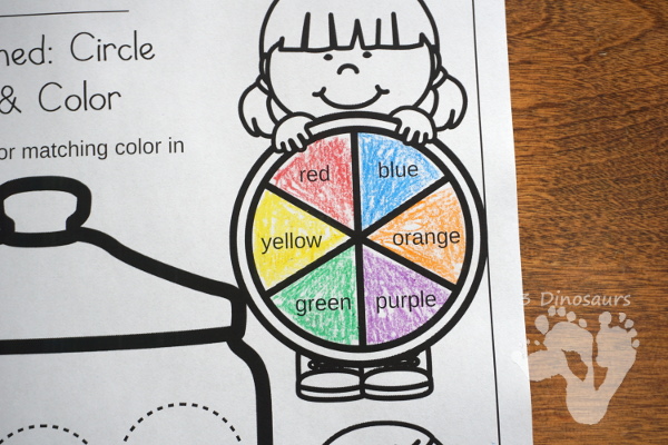 Free Candy Shape Spin, Trace & Color - with 8 shapes in the jars in a no-prep printable for kids. - 3Dinosaurs.com #freeprintable #finemotor #shapes #preschool #kinder