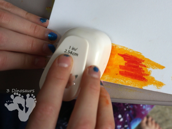 Fall Leaf Themed Wreath - fun wreath that kids can make with oil pastels and leaf punches - 3Dinosaurs.com 