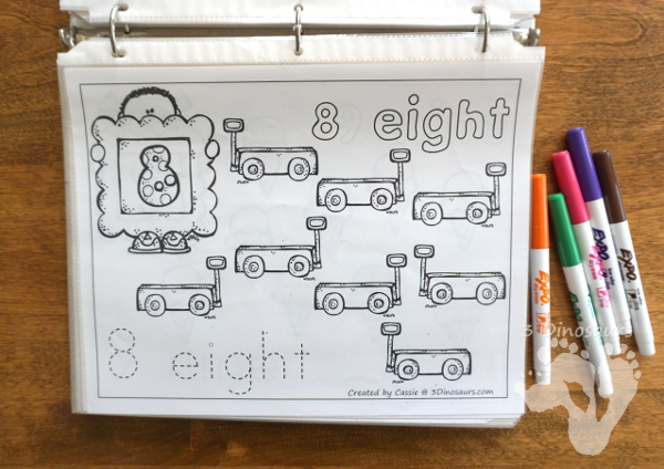 Free Number Coloring Pages - numbers 0 to 20 with easy no-prep pages to print - 3Dinosaurs.com