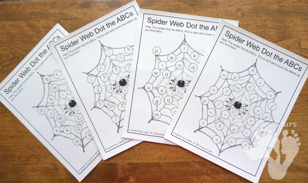 Free ABC Find and Cover Spider Webs: Print & Cursive - 4 find matches in print and cursive in uppercase and lowercase letters with matching cards for all the mats - 3Dinosaurs.com #abcs #print #cursive #kindergarten #thirdgrade #spidertheme #freeprintable #halloween