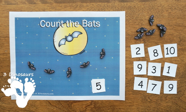 Free Bat & Spider Pack with a 70 pages prek kindergarten, first grade pack and a 36 Preschool & Tot pack with loads of no-prep and hands-on activities with bat and spider themes great for Halloween or a spider theme - 3Dinosaurs.com