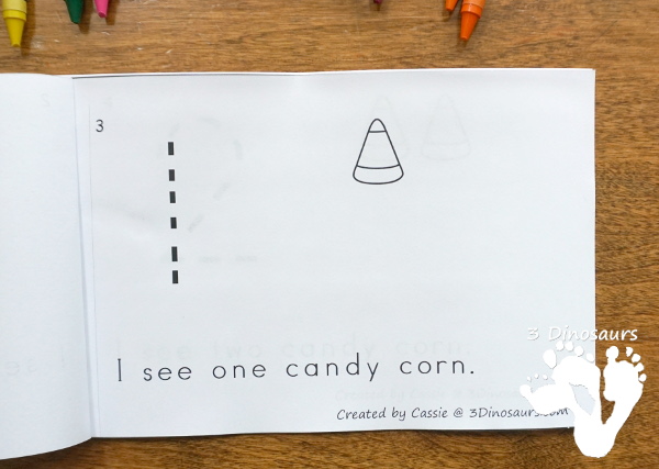 Free Candy Corn Counting Easy Reader Book - 2 sets of cards with a recording sheet and sorting mat for hands-on learning - 3Dinosaurs.com #printablesforkids  #freeprintable #3dinosaurs #easyreaderbook #3dinosaurs #kindergarten 