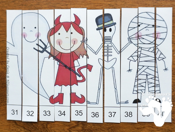 Free Halloween Pack For Tot, Preschool, PreK & Kindergarten - fun printables with a mix of activities with cards, puzzles, hands-on activities and more with a fun Halloween theme that can be used with the book There was an Old Lady who Swallowed a Bat Over 110 pages - 3Dinosaurs.com