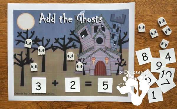 Free Halloween Pack For Tot, Preschool, PreK & Kindergarten - fun printables with a mix of activities with cards, puzzles, hands-on activities and more with a fun Halloween theme that can be used with the book There was an Old Lady who Swallowed a Bat Over 110 pages - 3Dinosaurs.com