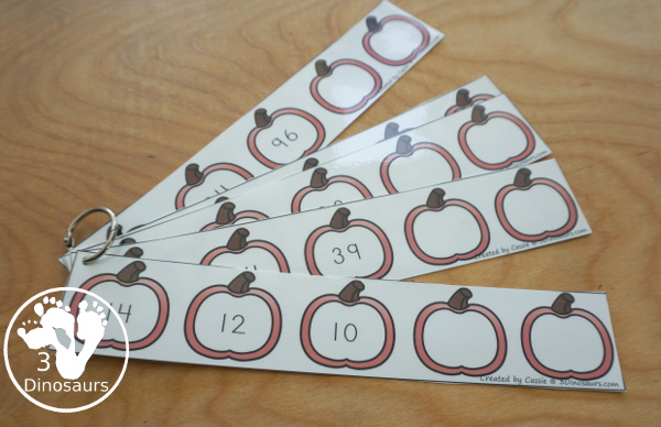 Free Fall Themed Skip Counting Strips: Apples & Pumpkins - two sets of skip counting strips for numbers 1 to 12 with two forward and two backward  - 3Dinosaurs.com