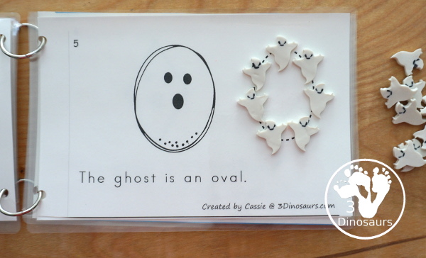 FREE Ghost Shapes Easy Reader Book & Clip cards - 9 fun shapes for kids to read, trace and clip with a fun Halloween theme - 3Dinosaurs.com