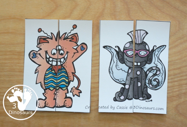 Free Monster Tot Pack - fun monster printables that have preschool and tot age printables for kids to do with puzzles, matching, no-prep pages and more - 3Dinosaurs.com