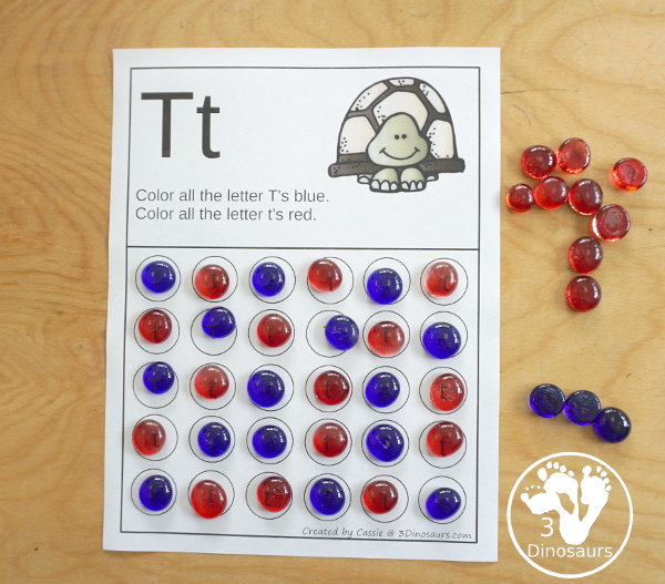 Free ABC Letter Find Uppercase & Lowercase Printable - a letter find worksheet that works on find the same letter with uppercases letter and lowercase letters together- 3Dinosaurs.com