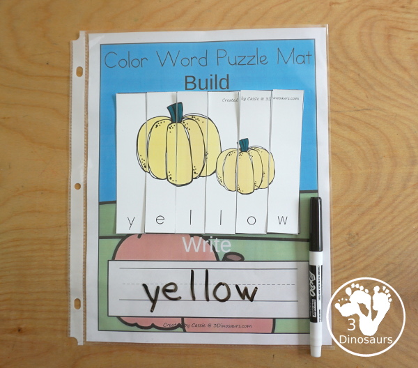 Pumpkin Color Pack - with pumpkin color puzzles, pumpkin tracing color words, pumpkin color word finds, pumpkin clip cards, pumpkin easy reader books and more  - 3Dinosaurs.com