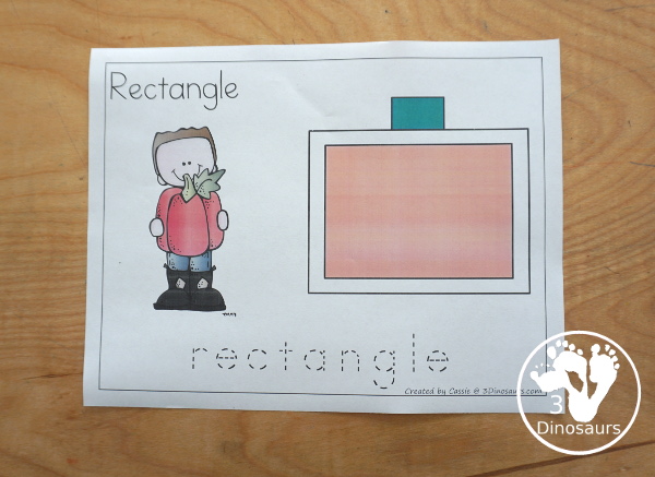 Free Pumpkin Shape Playdough Mats  - 12 shapes for kids to make the playdough shape and then trace the shape word - 3Dinosaurs.com