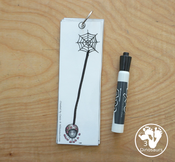 Free Spider Prewriting Tracing Strips - Easy Fine Motor Printable - 8 prewriting strips for kids to trace and work on fine motor skills - 3Dinosaurs.com