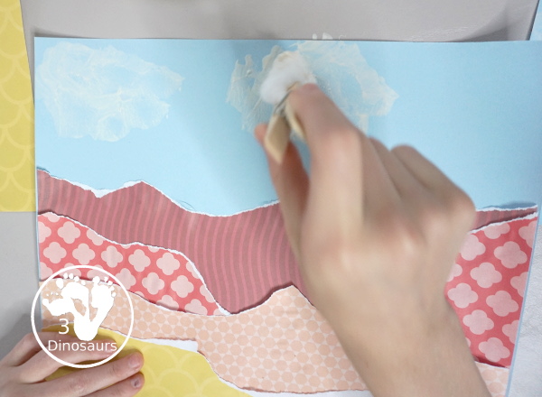 Torn Paper Fall Mountains - An easy fall craft that kids can make and be creative with using scrapbook paper. - 3Dinosaurs.com