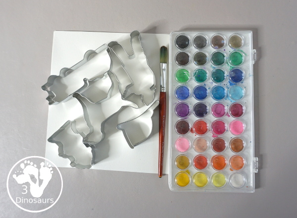 Fire Safety Cookie Cutter Watercolor Painting - a super simple painting activity you can do with kids of different ages. It is a great way to explore the different shapes that are in the cookie cutter sets - 3Dinosaurs.com