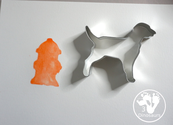 Fire Safety Cookie Cutter Watercolor Painting - a super simple painting activity you can do with kids of different ages. It is a great way to explore the different shapes that are in the cookie cutter sets - 3Dinosaurs.com