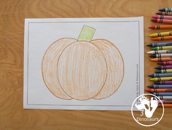 Free Pumpkin Fine Motor Printable - with pumpkin tracing, pumpkin mat, pumpkin playdough mats, pumpkin dot marker - with different options for the pumpkins - 3Dinosaurs.com