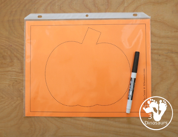 Free Pumpkin Fine Motor Printable - with pumpkin tracing, pumpkin mat, pumpkin playdough mats, pumpkin dot marker - with different options for the pumpkins - 3Dinosaurs.com