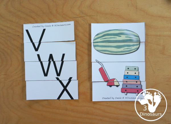 Free Romping & Roaring VWX Review Pack - with letter V, letter w, and letter x printables for reviewing the three letters with tracing, puzzles, coloring pages, finger puppets, game and more- 3Dinosaurs.com