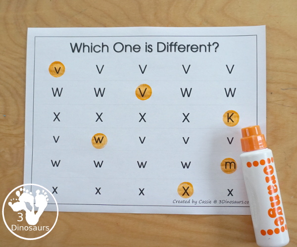 Free Romping & Roaring VWX Review Pack - with letter V, letter w, and letter x printables for reviewing the three letters with tracing, puzzles, coloring pages, finger puppets, game and more- 3Dinosaurs.com