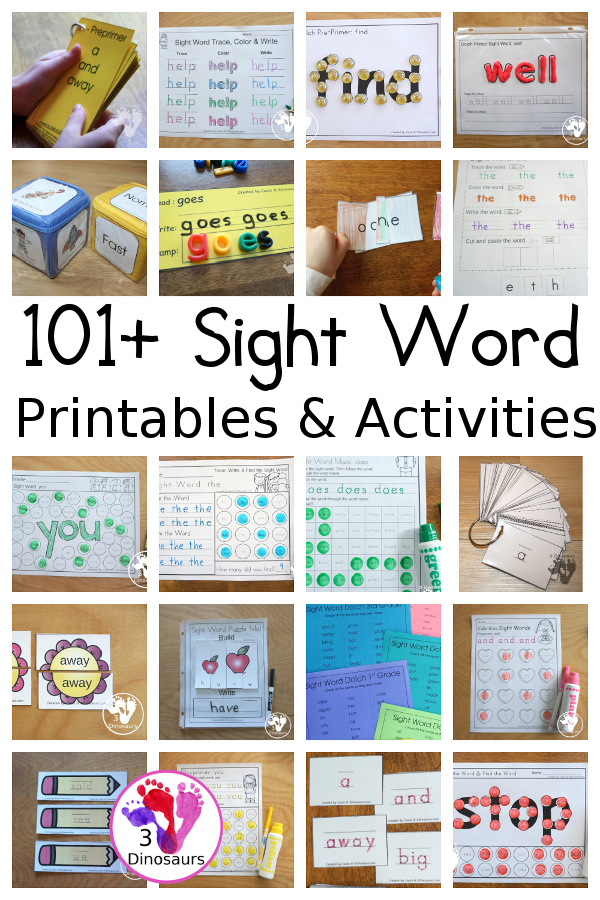 Sight Word Activities & Printables on 3Dinosaurs.com