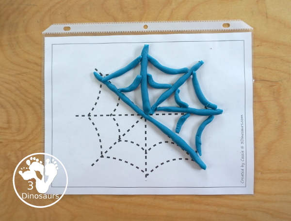 Free Spider Fine Motor Printable - with spider web tracing, spider web mat, spider web q-tip mats, spider web dot marker - with different options for the spider web - 3Dinosaurs.com